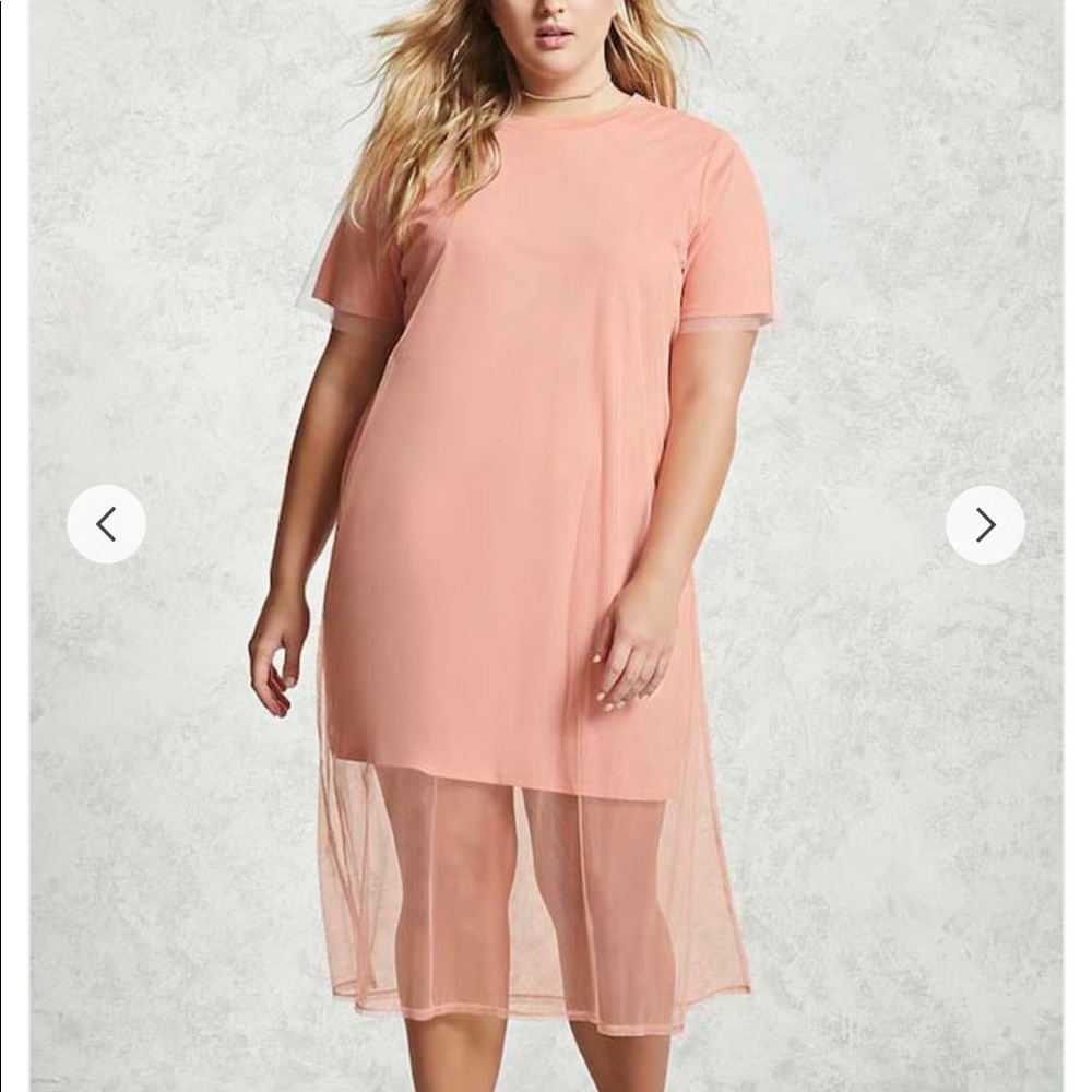 NWT F21+ blush mesh t-shirt dress (3x)